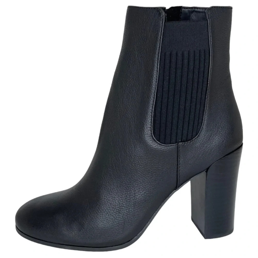 Kenneth Cole NY Justin Black Leather Womens Heeled Ankle Boots Size 10M - Picture 3 of 11